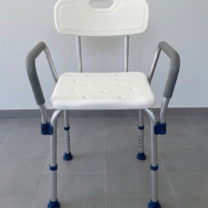 Sedia da Doccia / Bagno con Braccioli e Schienale – Regolabile in Altezza – NUOVA